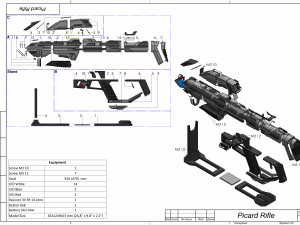Starfleet Phaser Rifle - Star Trek Picard - STL OBJ CAD bundle - Commercial Use 3D Baskı Modeli
