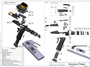 Discovery Phaser &mdash; Star Trek &mdash; для печати &mdash; пакет STL OBJ CAD &mdash; коммерческое использование 3D Принт Модель