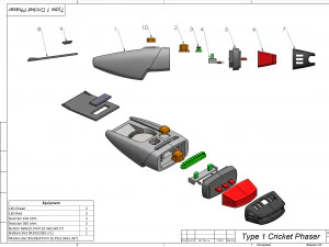 Cricket Phaser - Star Trek - Printable - STL OBJ CAD bundle - Commercial Use 3D Print Model