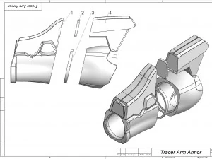 Tracer Arm Armor - Overwatch - Printable - STL OBJ CAD bundle - Commercial Use 3D Print Model