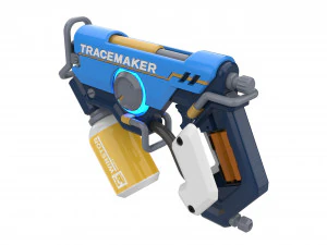Tracer Graffiti Skin Blaster - Overwatch - Printable - STL OBJ CAD bundle - Commercial Use 3D Print Model