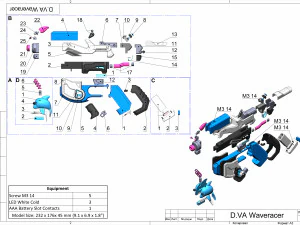 DVa Blaster Waveracer Skin - Overwatch - Stampabile - Pacchetto CAD STL OBJ - Uso commerciale Modello di stampa 3D