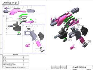 DVa Blaster - Overwatch - Printable - STL OBJ CAD bundle - Commercial Use Model Cetak 3D