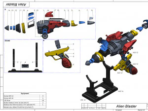 Alien Blaster - Fallout - Printable - STL OBJ CAD bundle - Commercial Use 3D Print Model