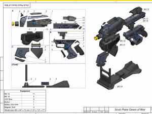 Snub Pistol - Gears of War - Printable - STL OBJ CAD bundle - Commercial Use 3D Print Model