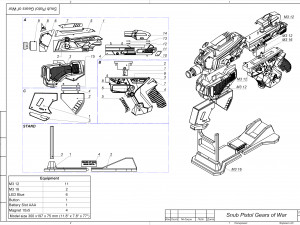 Snub Pistol - Gears of War - Printable - STL OBJ CAD bundle - Commercial Use 3D Print Model