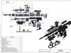 Fucile d'assalto MA40 - Halo - Stampabile - Pacchetto CAD STL OBJ - Uso commerciale Modello di stampa 3D