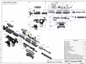 MA37 Assault Rifle - Halo - Printable - STL OBJ CAD bundle - Commercial Use 3Dプリントモデル