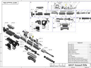 MA37 Assault Rifle - Halo - Printable - STL OBJ CAD bundle - Commercial Use 3D Print Model
