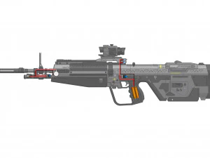 Fucile d'assalto M392 - Halo - Stampabile - Pacchetto CAD STL OBJ - Uso commerciale Modello di stampa 3D