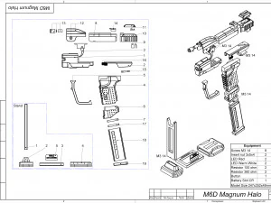 M6D Magnum - Halo - Imprim&iacute;vel - Pacote STL OBJ CAD - Uso comercial Modelo de Impressão 3D