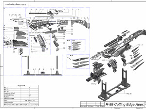 R-99 Cutting Edge - APEX - Printable - STL OBJ CAD bundle - Commercial Use 3D-printmodel