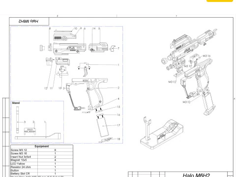 M6H2 Magnum - Halo - Stampabile - File STL - Uso personale Modello di stampa 3D