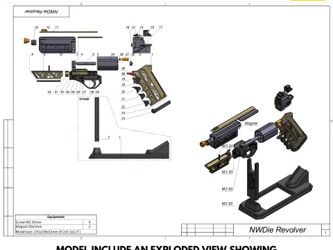 James Karras Revolver - Ningu&eacute;m Quer Morrer - Para Imprimir - Arquivos STL - Uso Pessoal Modelo de Impressão 3D