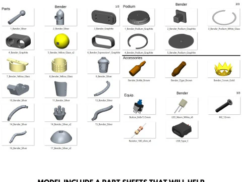 Bender - Printable - STL files - Personal Use 3D Print Model