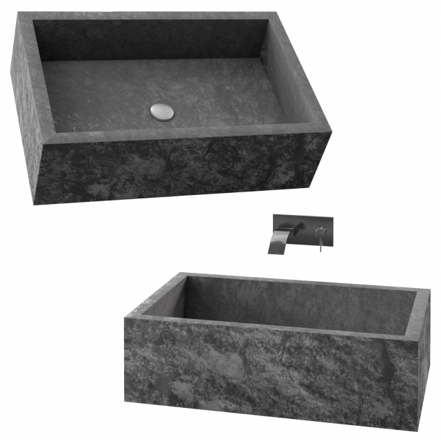 Stone washbasin Model 3D .c4d .max .obj .3ds .fbx .stl .blend 