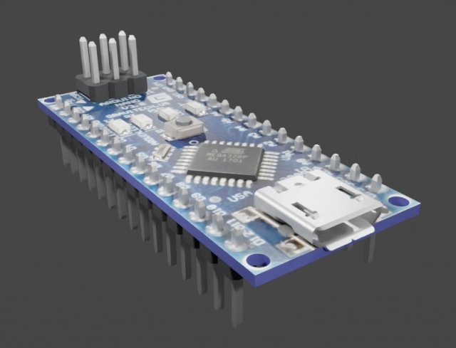 Arduino Nano V3 microcontroller 3D Model .c4d .max .obj .3ds .fbx .stl .blend 