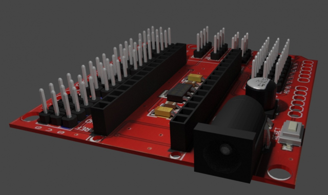 Arduino Nano V3 Servo Shield microcontroller 3D Model .c4d .max .obj .3ds .fbx .stl .blend 