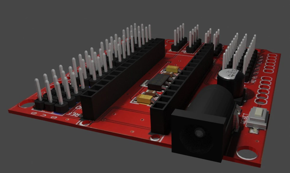 Arduino Nano V3 Servo Shield microcontroller 3D Model .c4d .max .obj .3ds .fbx .stl .blend