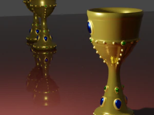 Gold cup with diamonds 3D Model