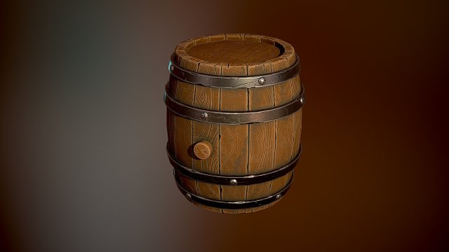 Styled wooden barrel 3D 모델 .c4d .max .obj .3ds .fbx .stl .blend 