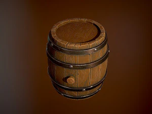 Styled wooden barrel 3D Model