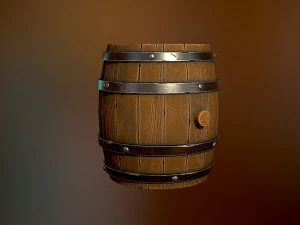 Styled wooden barrel 3D Model