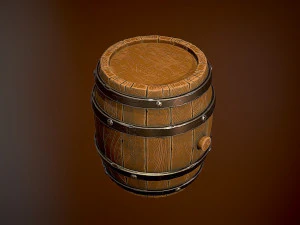 Styled wooden barrel 3D Model
