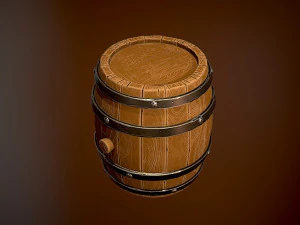 Styled wooden barrel 3D Model