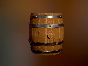 Styled wooden barrel 3D Model