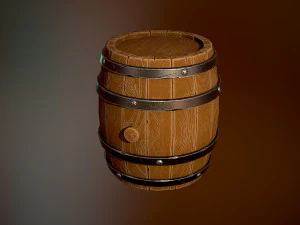 Styled wooden barrel 3D Model