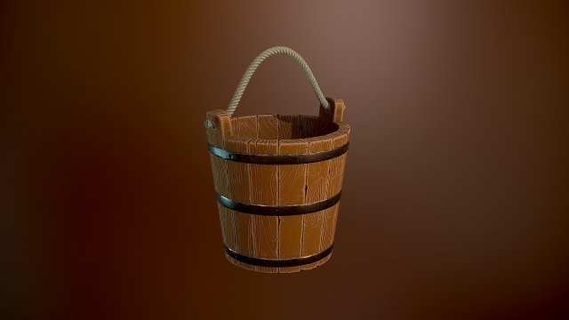Styled wooden bucket Modelo 3D .c4d .max .obj .3ds .fbx .stl .blend 