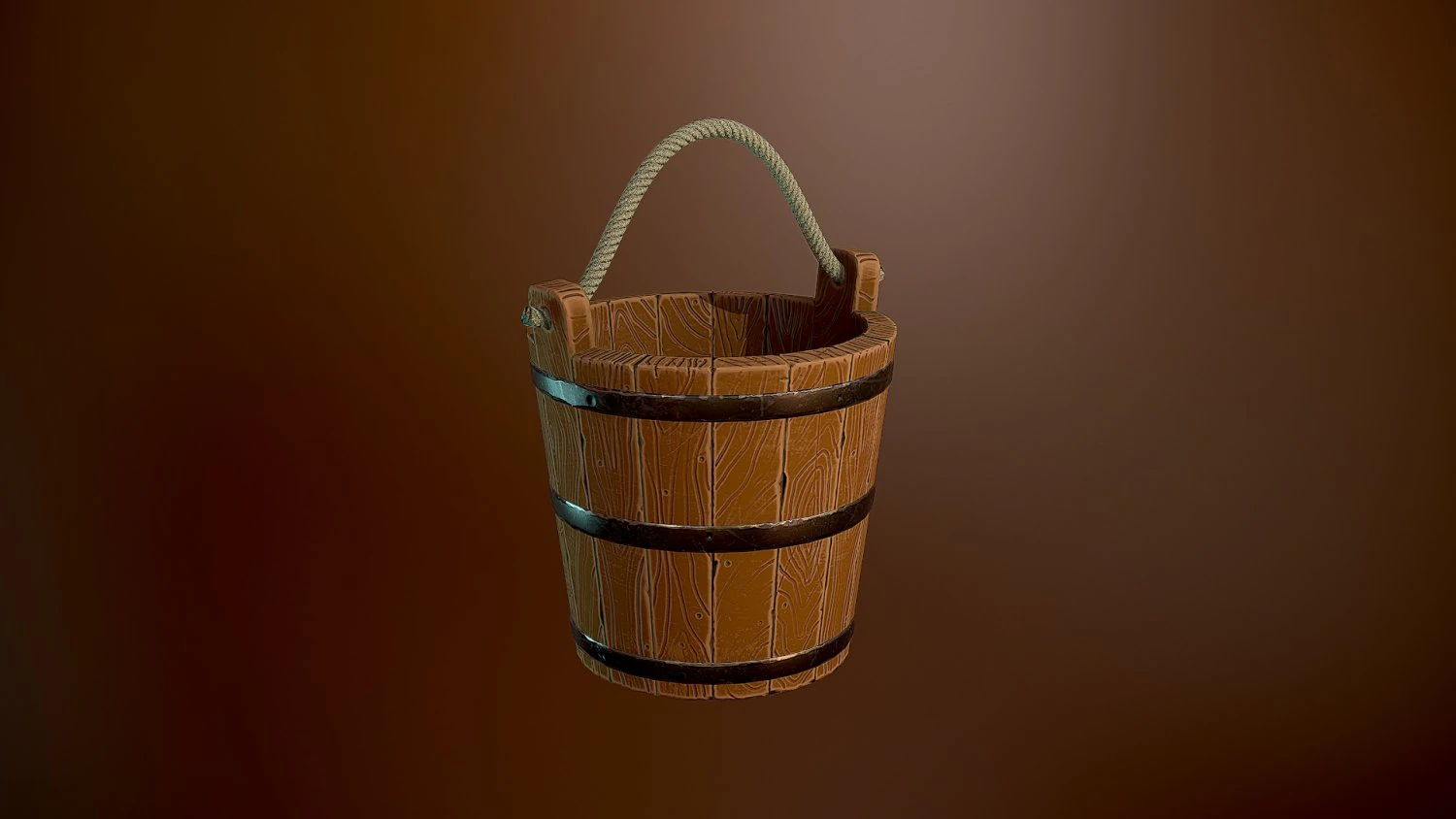 Styled wooden bucket 3D Model .c4d .max .obj .3ds .fbx .stl .blend 