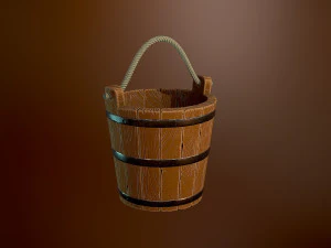 Styled wooden bucket 3D Model