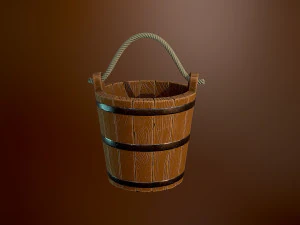 Styled wooden bucket 3D Model