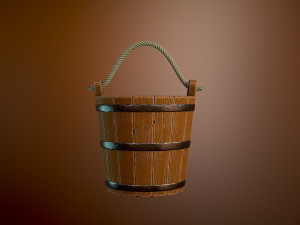 Styled wooden bucket Modelo 3D