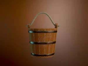 Styled wooden bucket 3D Model