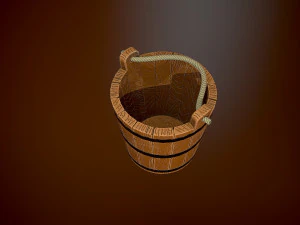 Styled wooden bucket 3D Model