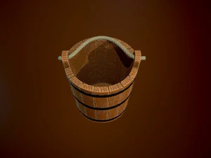 Styled wooden bucket 3D Model