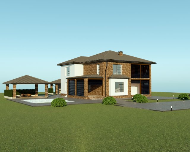 Villa for family 1 Modèle 3D .c4d .max .obj .3ds .fbx .stl .blend 
