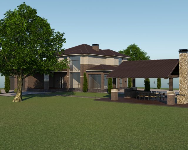 Villa for family 4 3D 模型 .c4d .max .obj .3ds .fbx .stl .blend