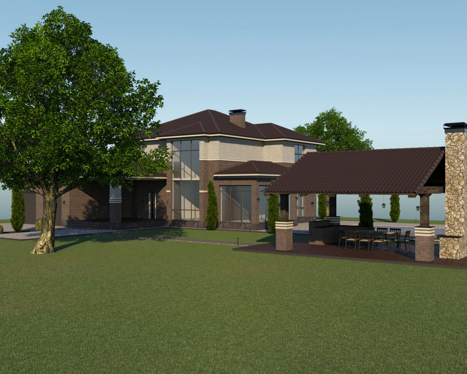 Villa for family 4 3D Model .c4d .max .obj .3ds .fbx .stl .blend 