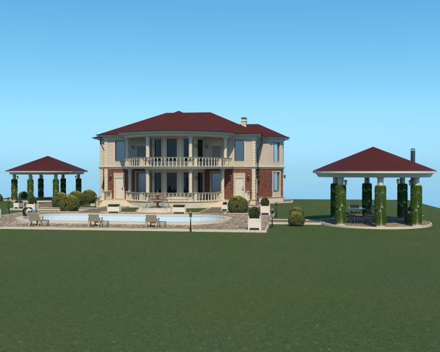 Villa for family 5 3Dモデル .c4d .max .obj .3ds .fbx .stl .blend 
