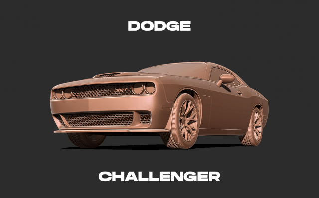 Dodge challenger Car 3D print model Model do druku 3D .c4d .max .obj .3ds .fbx .stl .blend 