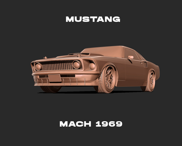 Mustang Mach 1969 3d print model 3D Print Model .c4d .max .obj .3ds .fbx .stl .blend 