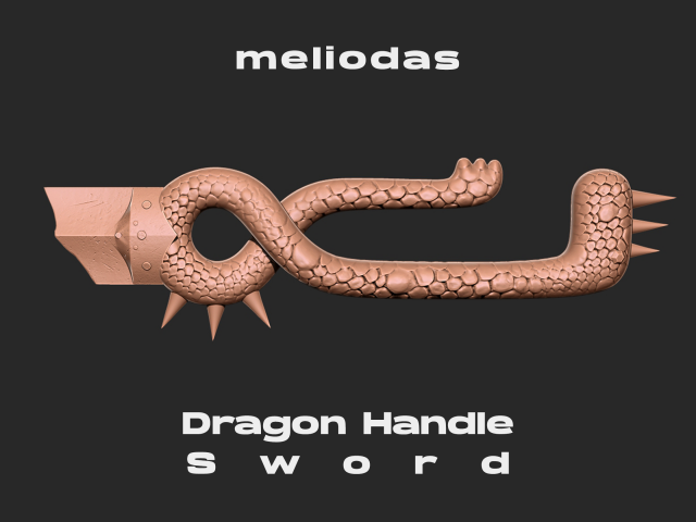 Meliodas Dragon handle Sword 3D-printmodel .c4d .max .obj .3ds .fbx .stl .blend 