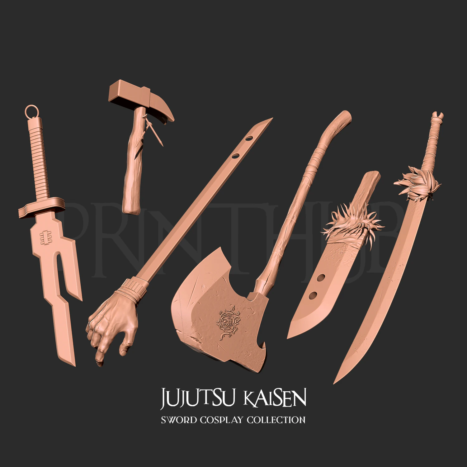 Jujutsu Kaisen - Sword Cosplay Collection 3D Print Model .c4d .max .obj .3ds .fbx .stl .blend 