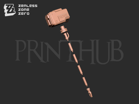 Koleda Belobog Hammer Weapon from Zenless zone zero 3D-printmodel