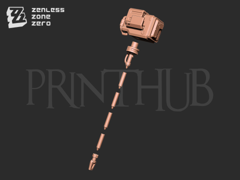 Koleda Belobog Hammer Weapon from Zenless zone zero 3D-printmodel