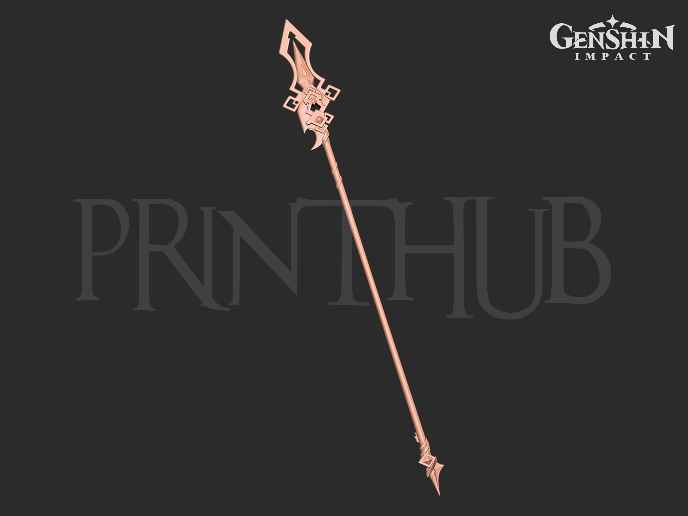 Zhongli Vortex Vanquisher - Genshin Impact 3D Print Model .c4d .max .obj .3ds .fbx .stl .blend